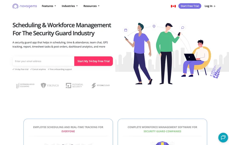 Novagems time tracking software for security guard companies