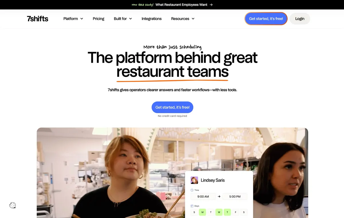7shifts restaurant scheduling software homepage