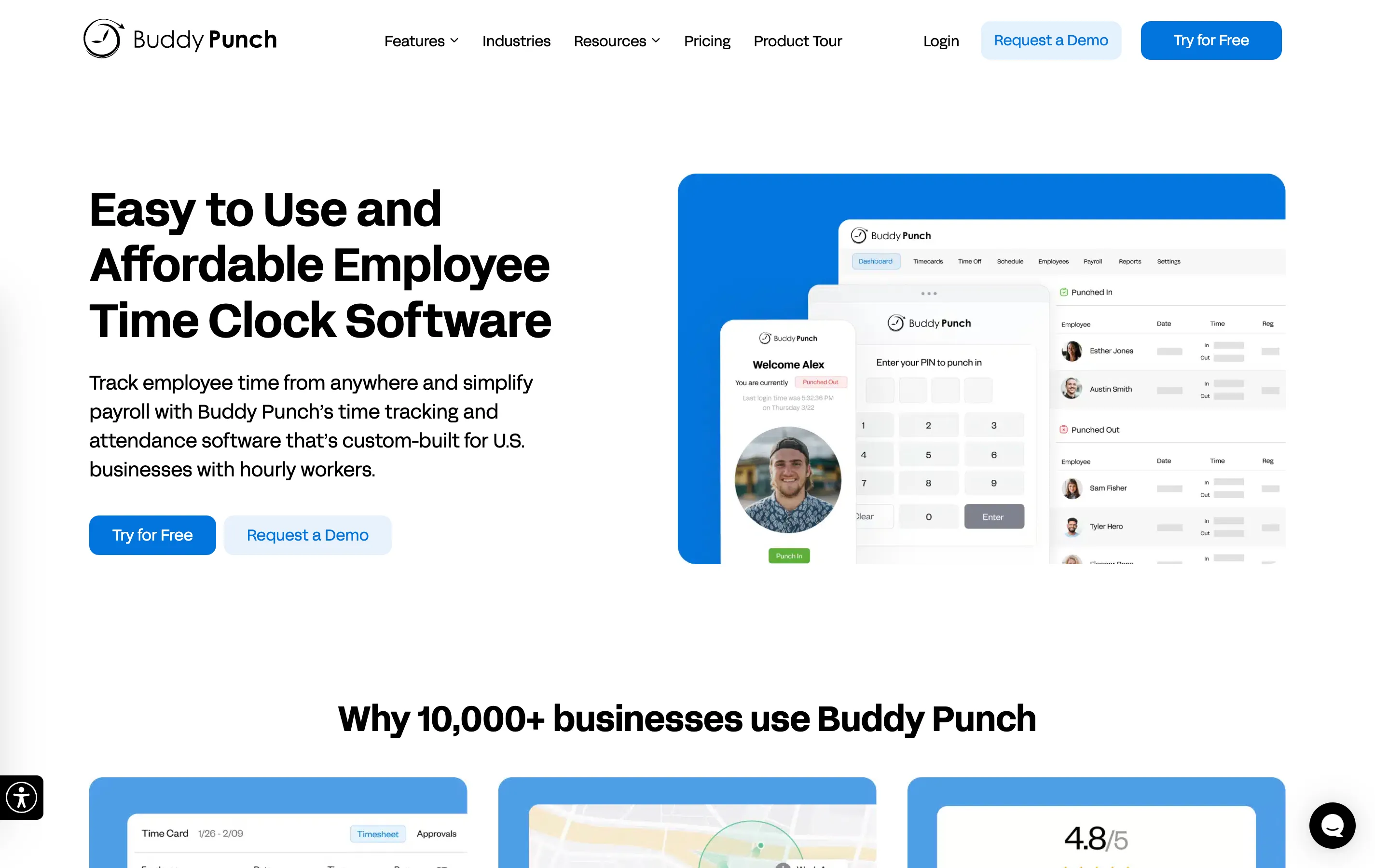Buddy Punch dashboard