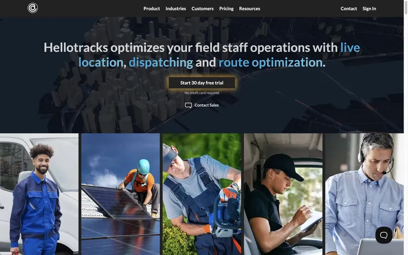 Hellotracks delivery and routing software homepage