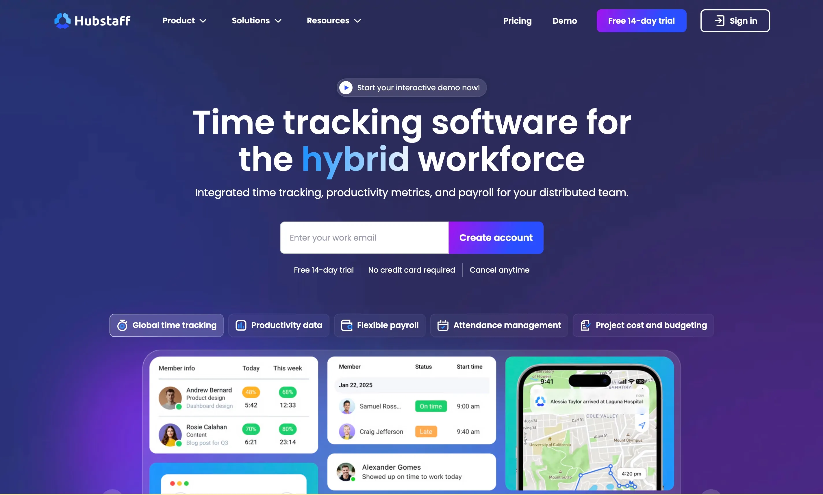 Hubstaff dashboard