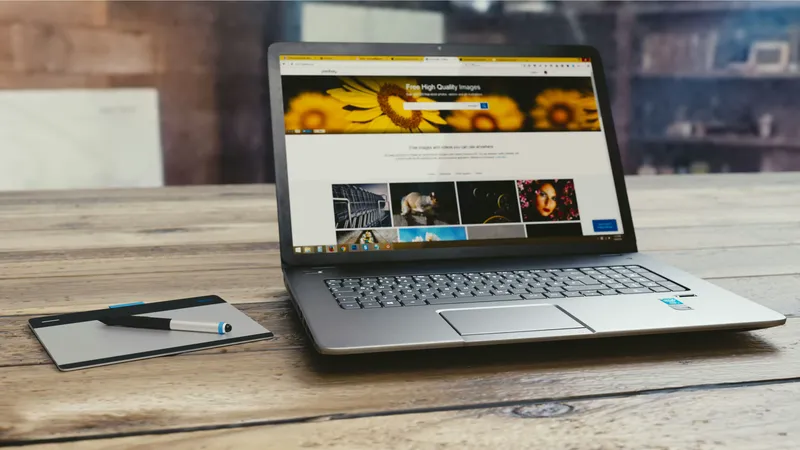 Laptop workspace for team messaging and digital communication
