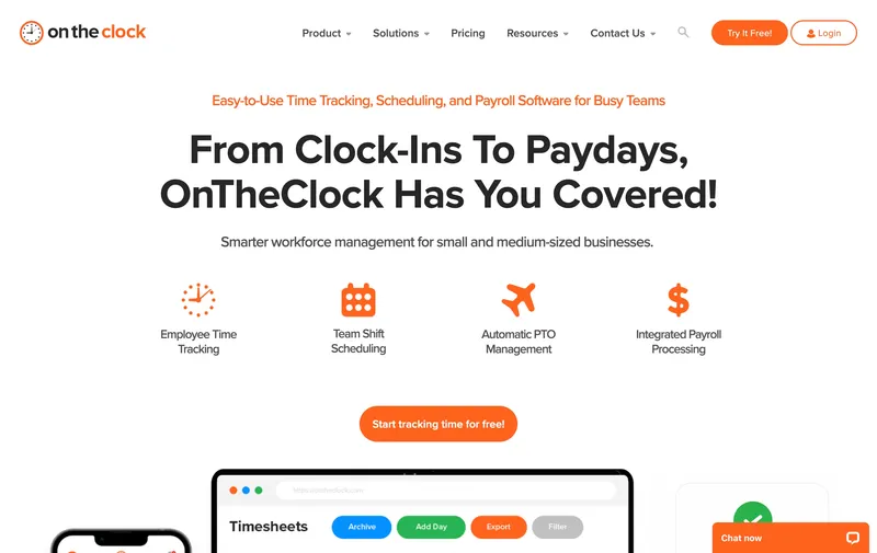 OnTheClock dashboard