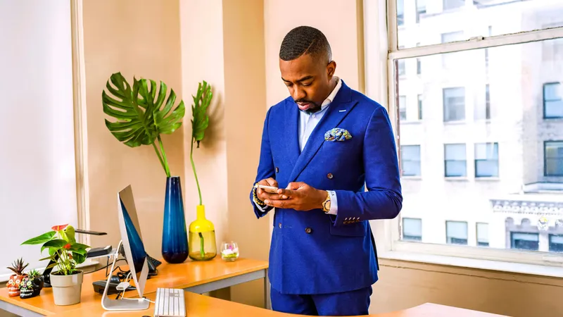 Professional using phone during job orientation process