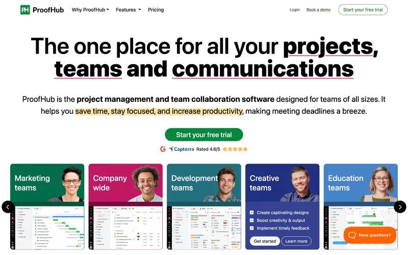 ProofHub dashboard