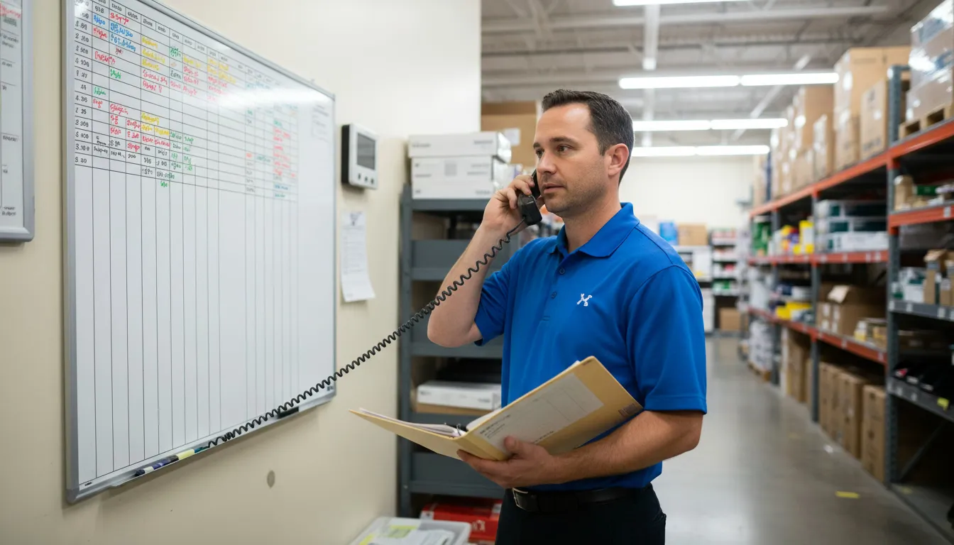 Retail manager providing employment reference in store back office