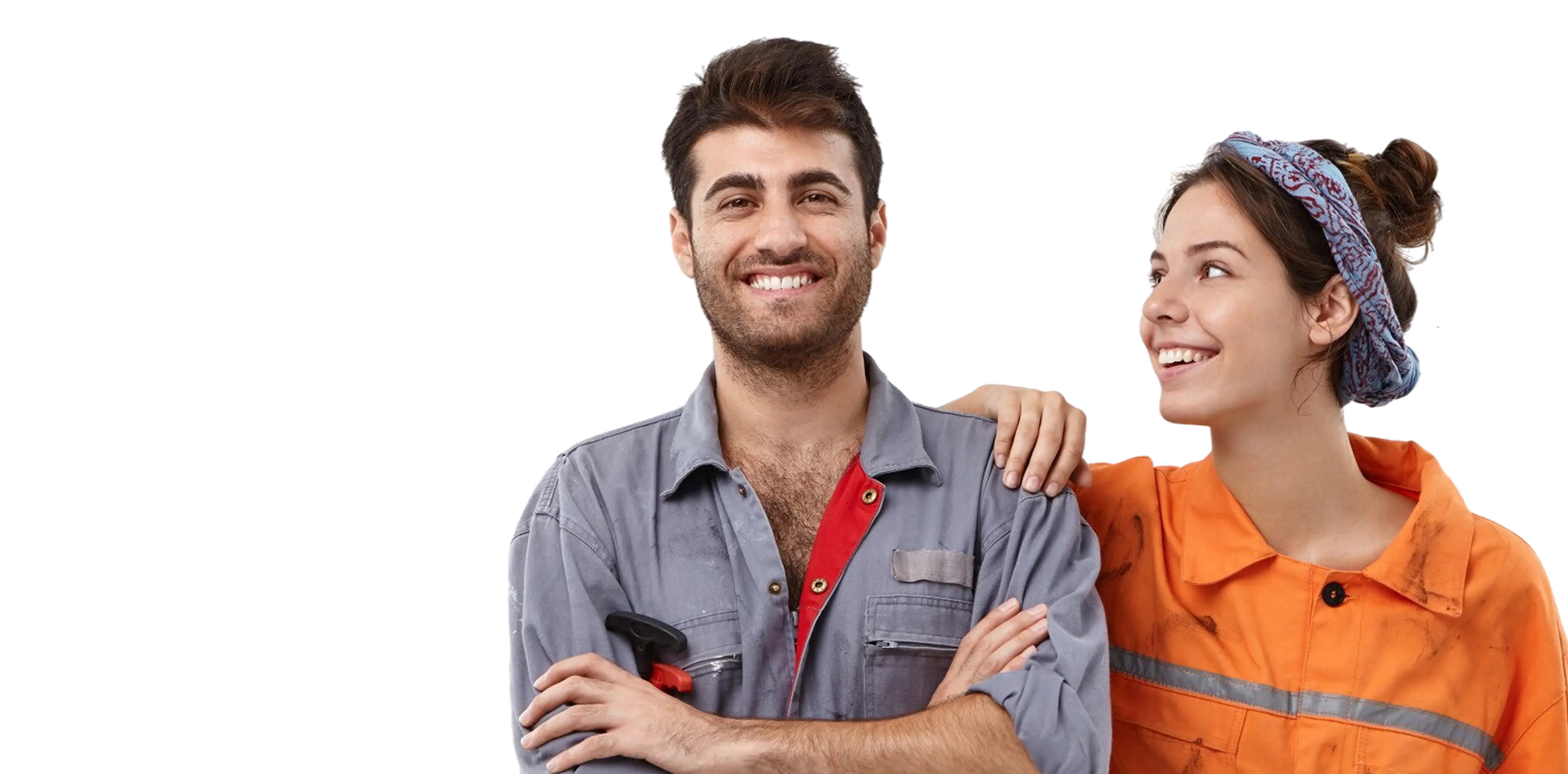 كهربائيون سعداء يبتسمون