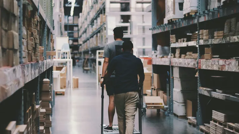 Warehouse worker during second shift operations