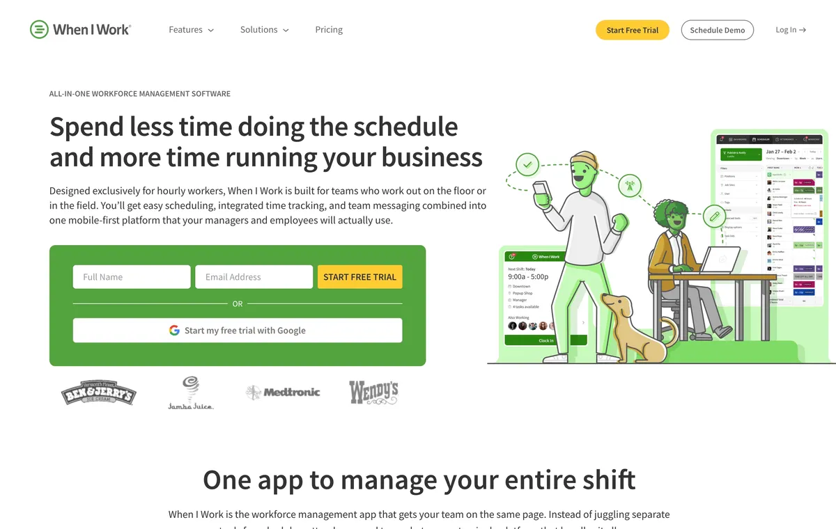 When I Work employee scheduling software homepage